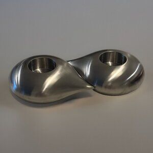 Aava Droplet Tea Light Holders Gift Set of 2 Holders Silver Color Decor READ!